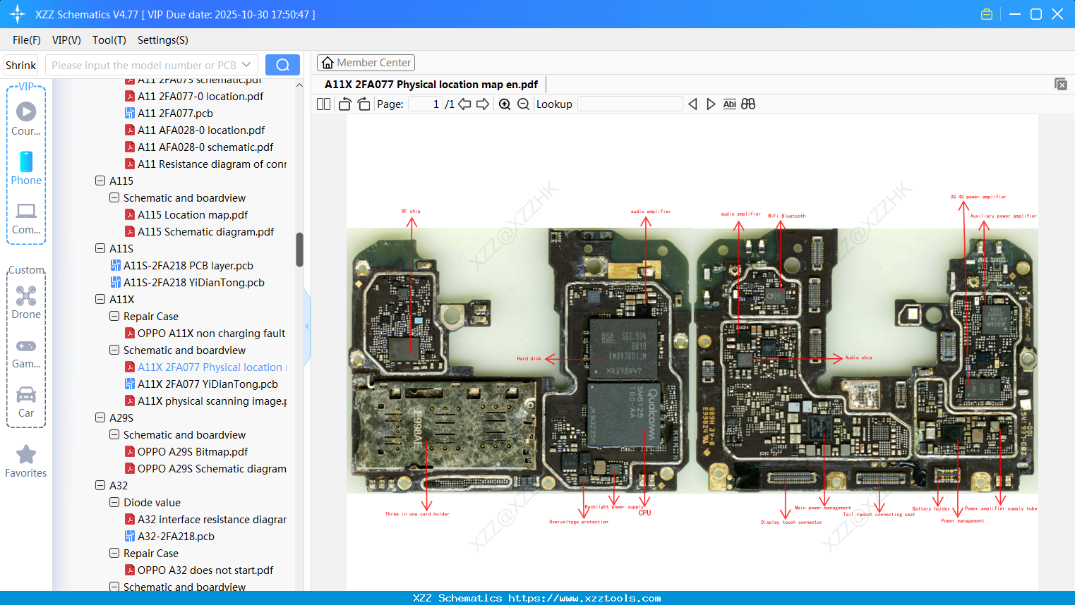 OPPO A11X 2FA077 Physical Location Map En